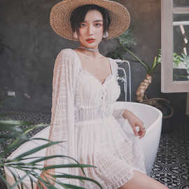 可爱很仙的泳装连衣裙温柔风气质女神不规则腰带短裙裙显瘦