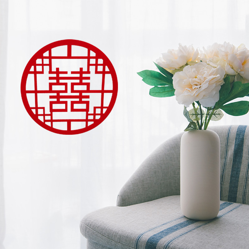 创意植绒无纺布喜字贴浪漫窗花喜喜庆用品婚房布置大门玻璃走廊喜