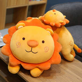 可爱卡通微笑狮子系列毛绒玩具公仔趴款狮子靠垫抱枕玩偶批发