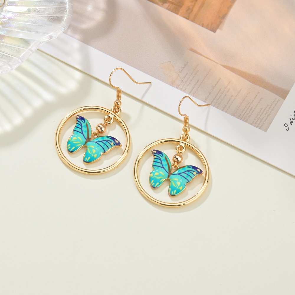 Cute Gradient Painted Butterfly Earrings display picture 3