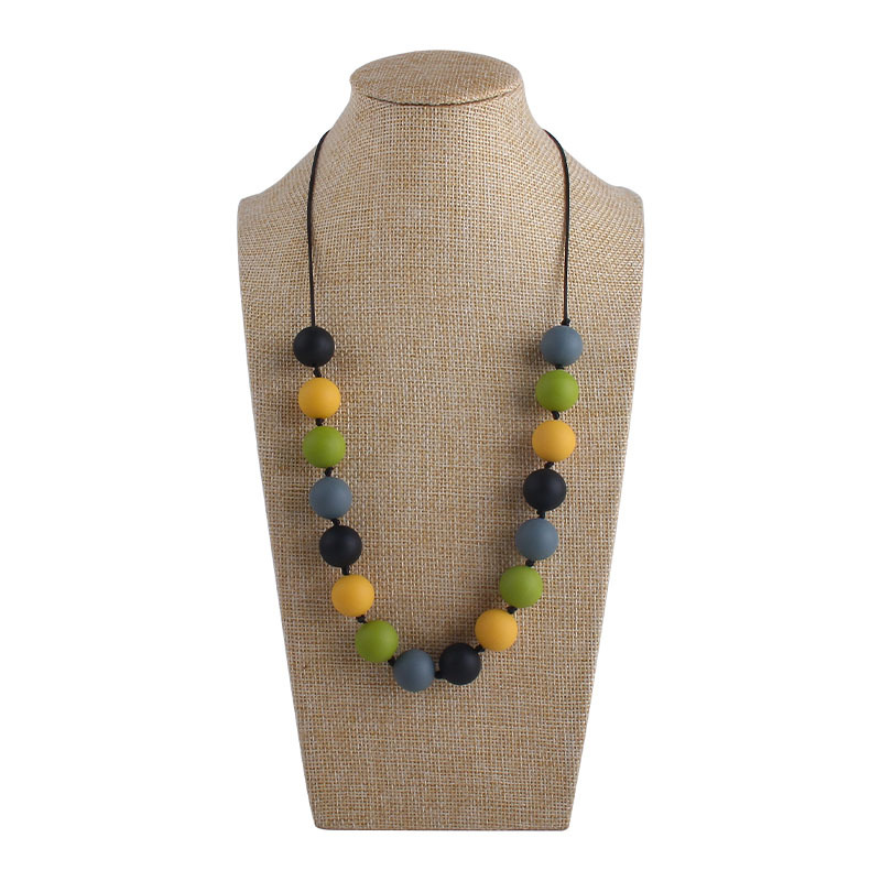 Comercio exterior Amazon collar nuevo bebé molar silicona mordedor collar masticable colgante mordedura gel mordedor palo