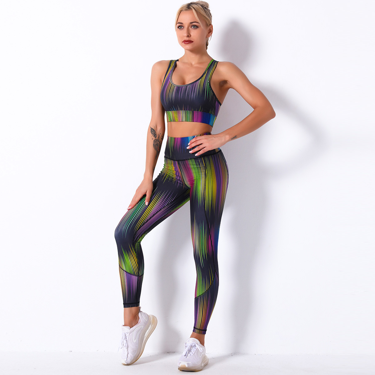 printing shockproof gather yoga suit NSNS10729