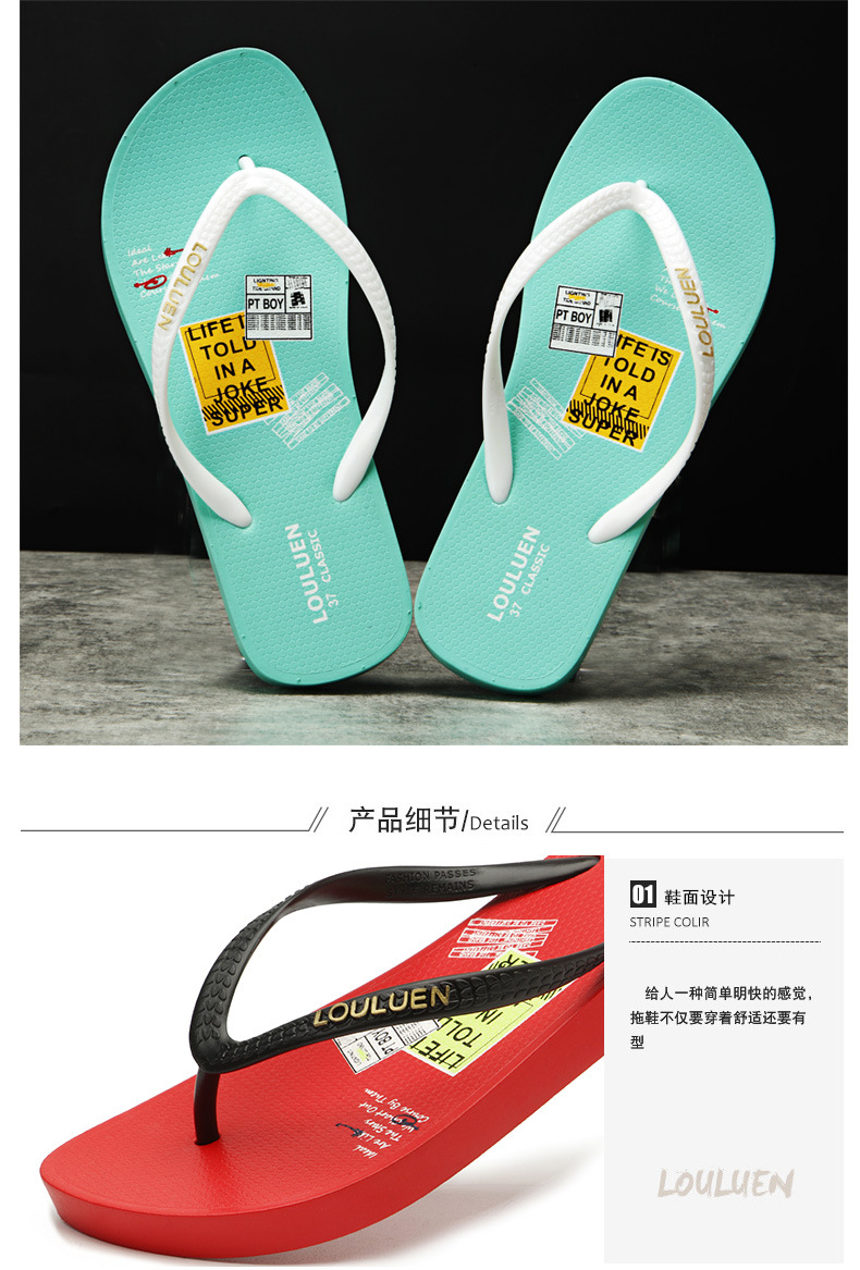 New summer PVC flip-flops for men, outdoor couple slippers, fashionable and casual beach cool slippers for men undefined
