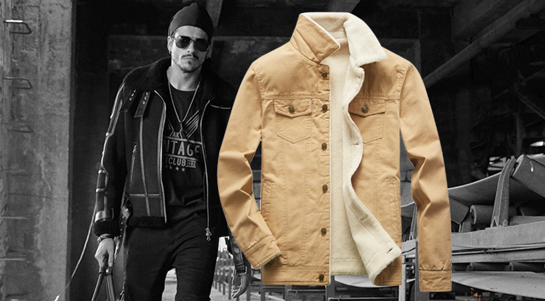 Vêtements de travail en laine d'agneau pur coton plus veste de vol décontractée version coréenne tendance de la mode masculine à la mode_voghion.com