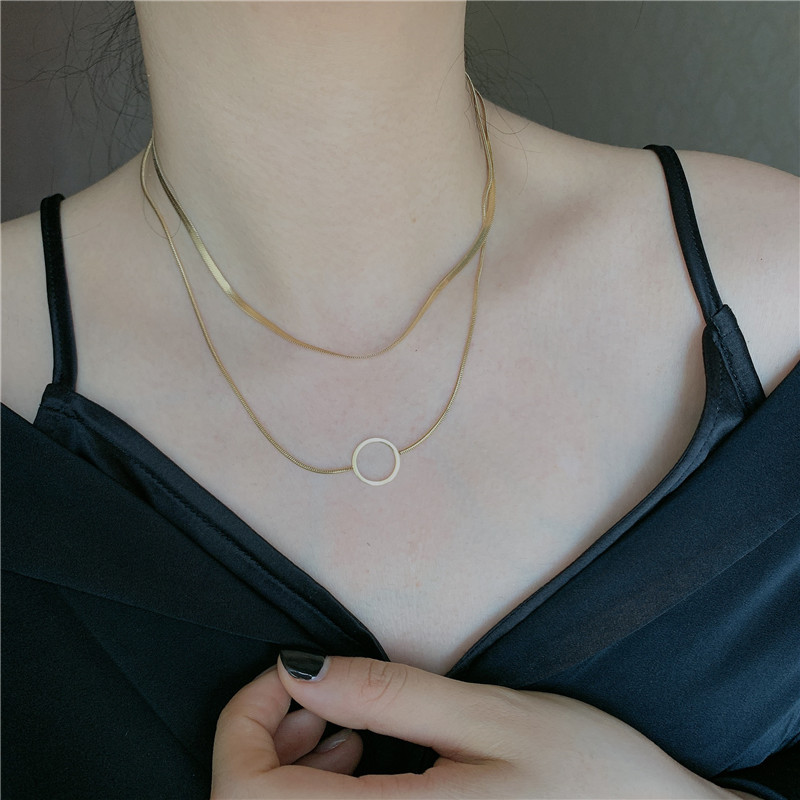 Fashion Titanium Steel Niche Short Double Simple Minimalist Clavicle Chain Necklace For Women display picture 6