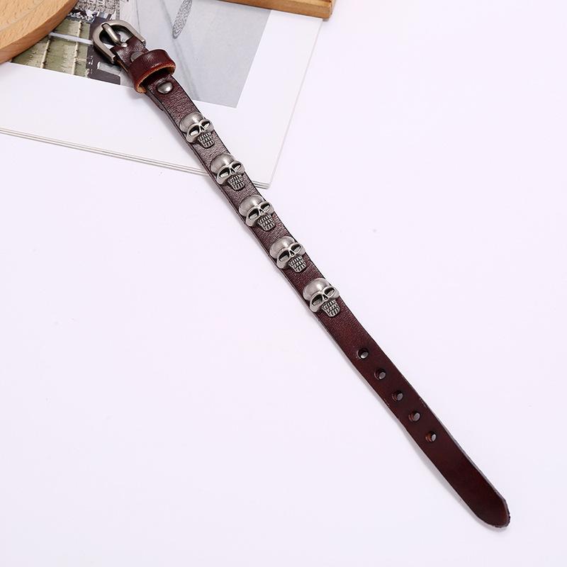 Hot-selling accessories new punk style skull leather trend men and women student jewelry bracelet