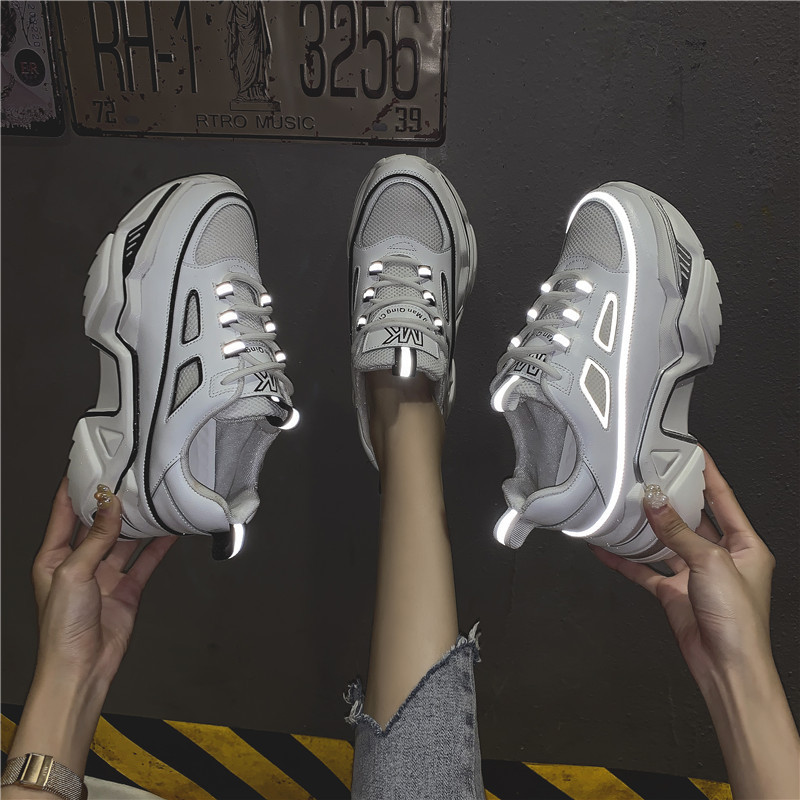 女反光ins老爹鞋学生网红增高透气运动鞋偏小码35-40