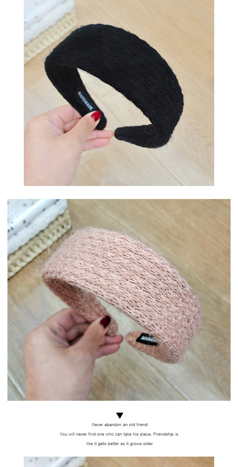 Korean  Knitted Flat Wide-brimmed Corn Kernel Rabbit  Hairband display picture 2