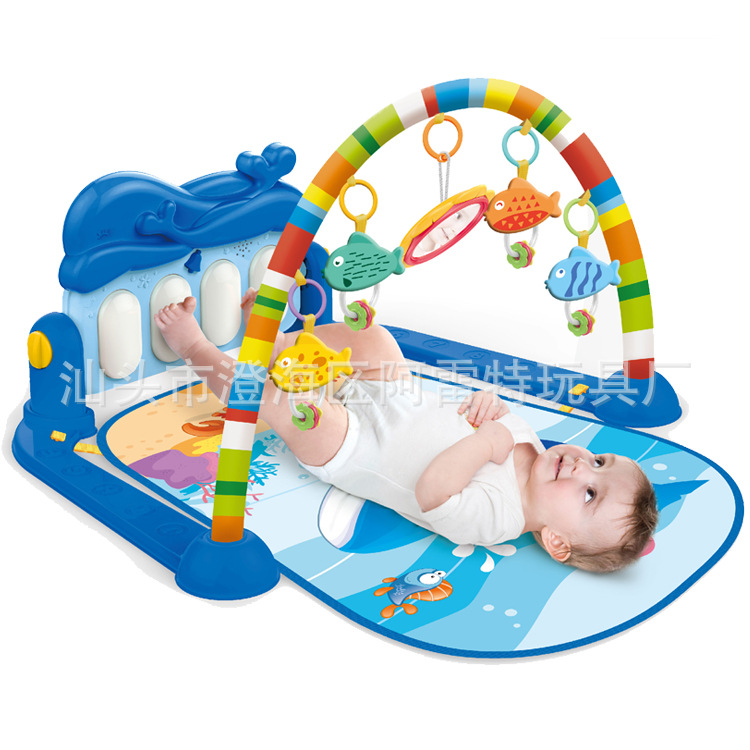 新款多功能宝宝脚踏钢琴婴儿健身架宝宝早教玩具带灯光音乐游戏毯