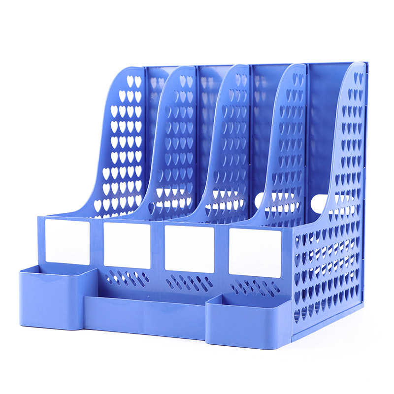 플라스틱 사무용품 데이터 랙 4 층 트리플 데스크탑 저장 열 파일 상자 파일 상자 관리 책 스탠드