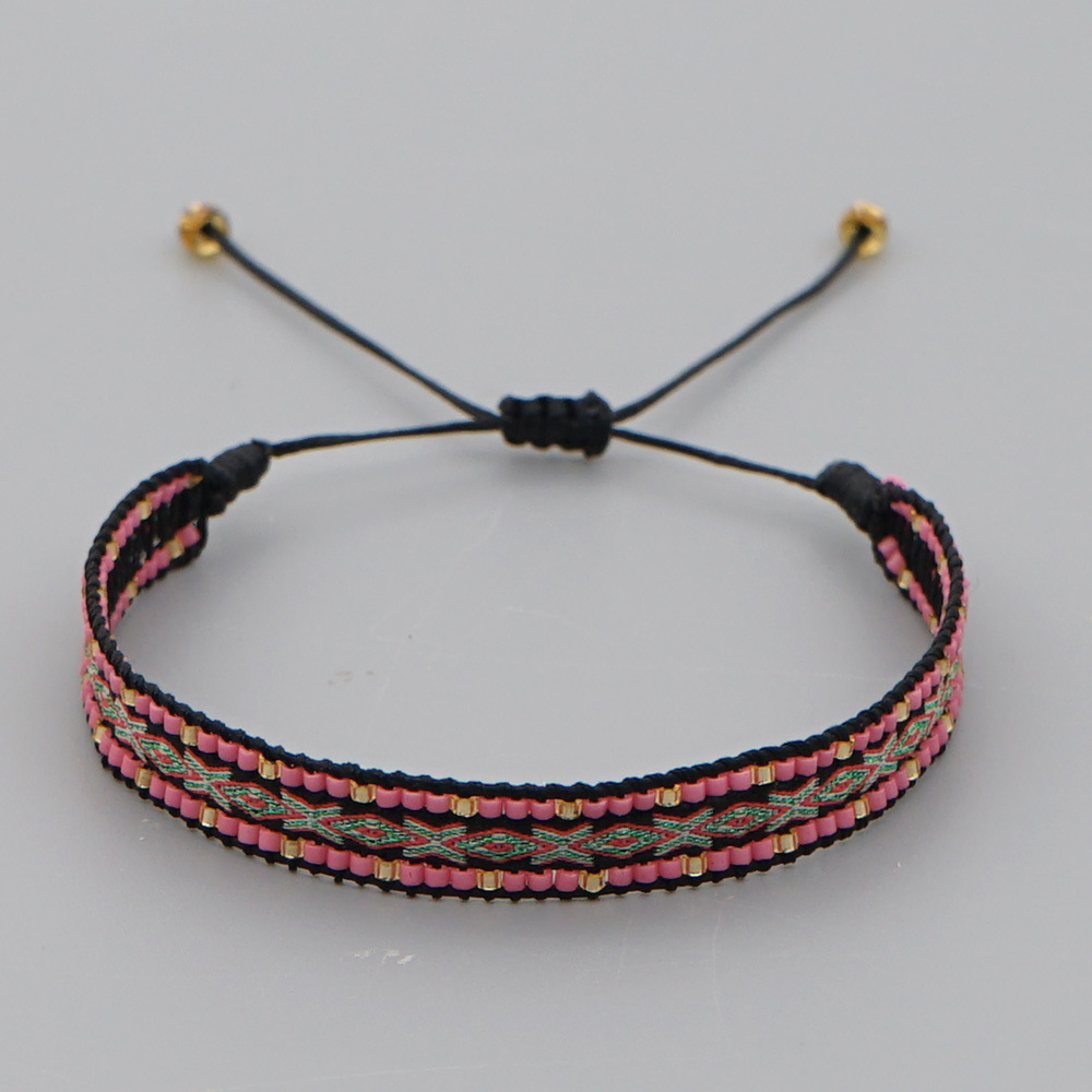 Rice Bead Weaving Bohemian Style Retro Ethnic Style Pattern Ribbon Bracelet display picture 32
