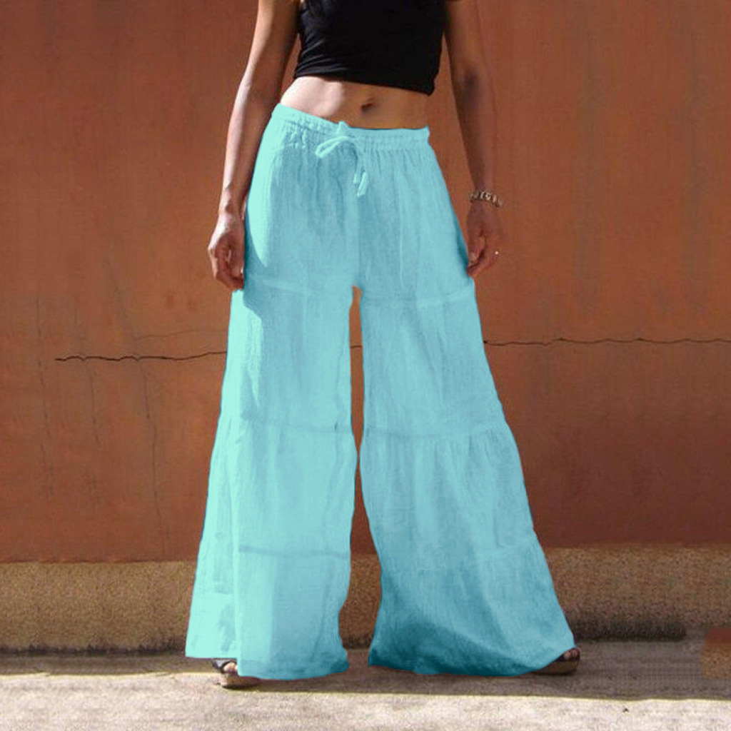 Women's Daily Simple Style Solid Color Full Length Washed Casual Pants Wide Leg Pants display picture 8