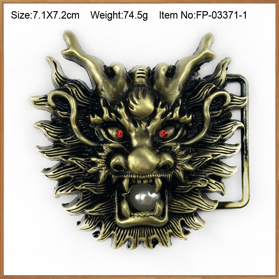 Dragon Head Belt Buckle measurements and detail photo 1