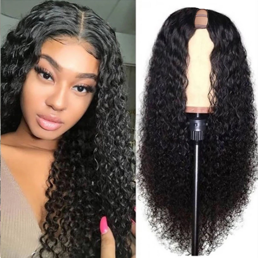 Brazilian human hair wig U part water wi...