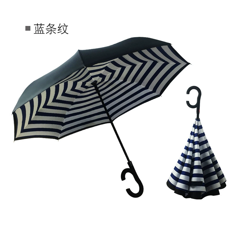 Creative double -layer C -type automatic reverse umbrella avoiding the sun umbrella car fixed rod reverse umbrella ads reverse umbrella