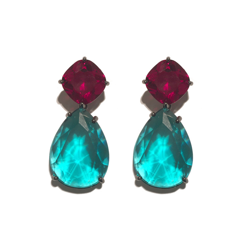 Pendientes Colgantes De Agua Verde Mujer S925 Pendientes De Plata Con Champaña display picture 8