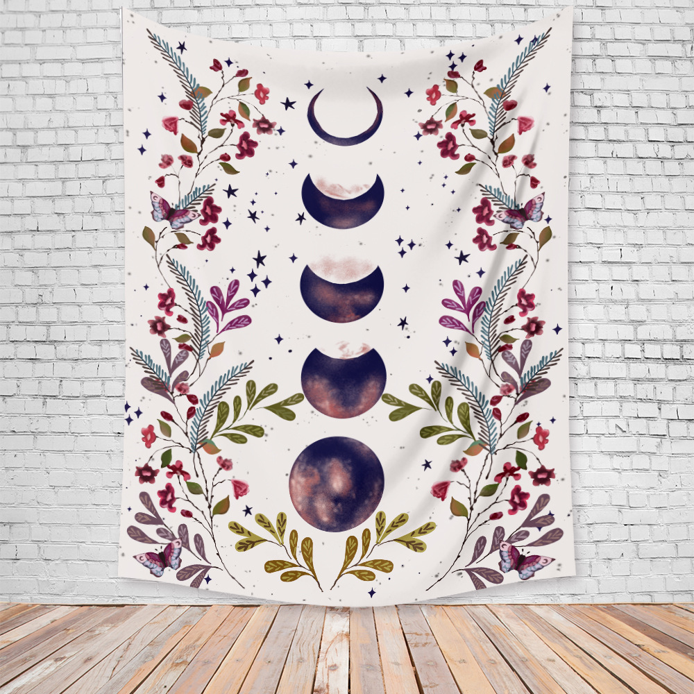 Vintage New Moon Flower Tapestry Home Bedroom Decoration Background Cloth Wholesale Nihaojewelry display picture 7