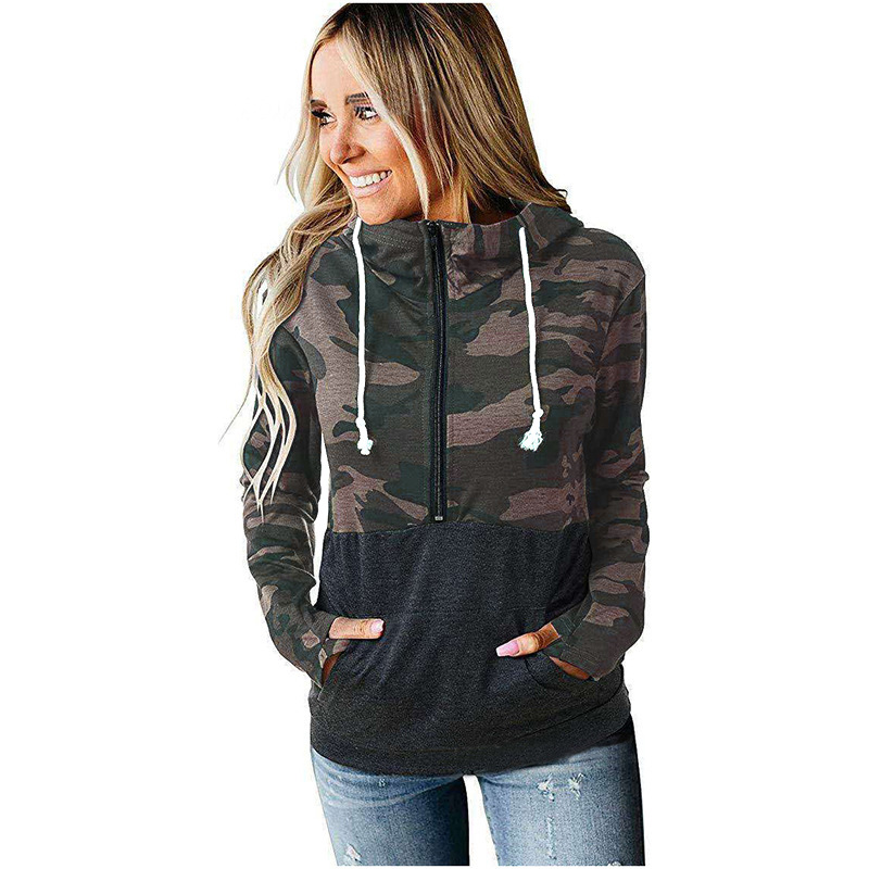 Sudadera con capucha y costuras de camuflaje NSYHY106393