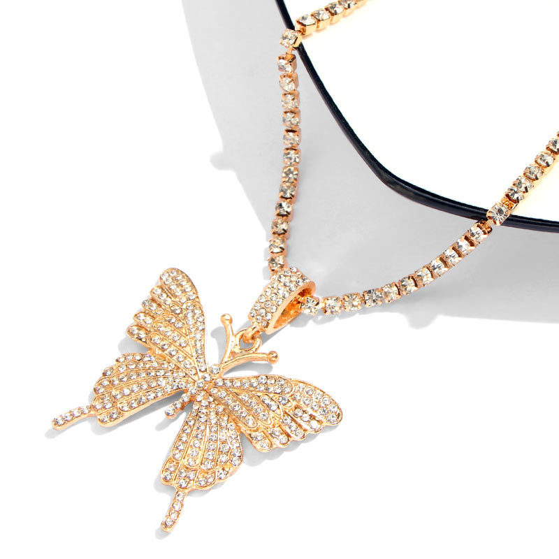 Fashion Butterfly Alloy Inlay Rhinestones Womenu0027S Pendant Necklace 1 Piece