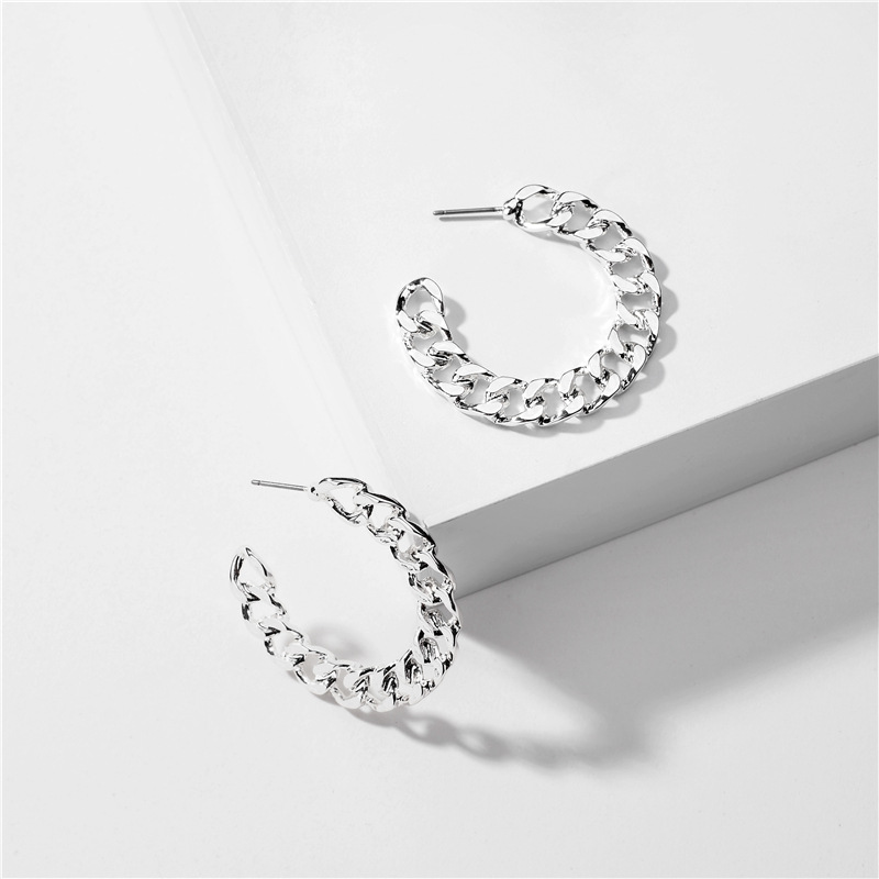 Fashion Geometric Shape Metal Flat Chain Earrings Exaggerated Large Earrings Wholesale Nihaojewelry display picture 2