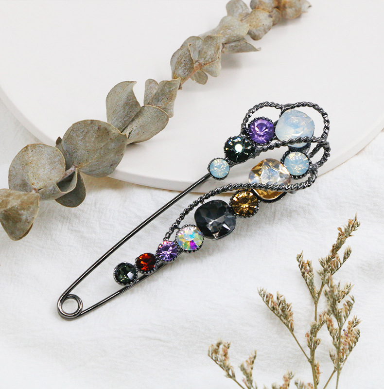 Safety Pin Brooch For Men Large Decorative Crystal Coat Pin_voghion.com