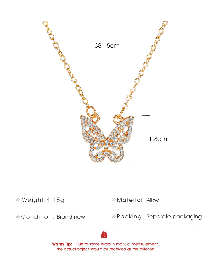New Fashion Micro-inlaid Zircon Hollow Butterfly Wild Clavicle Chain Necklace For Women display picture 1