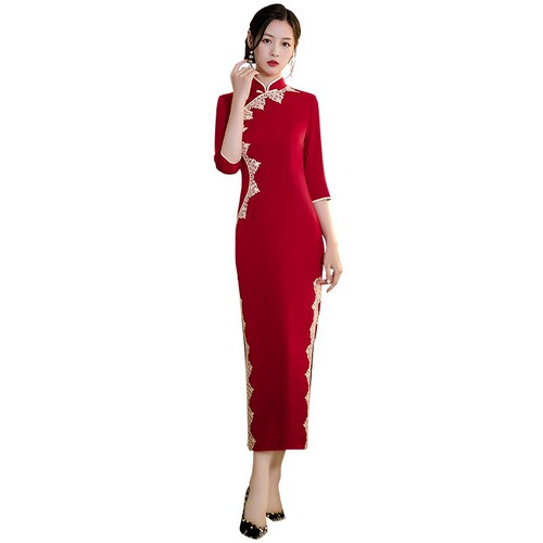 Chinese retro chinese dresses china oriental qipao dresses cheongsam miss etiquette host singers photos Long Qipao dress