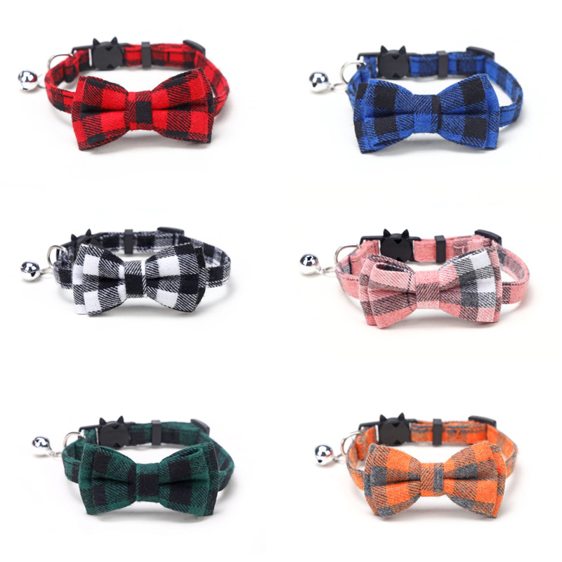 25g Weight Pet Collar Type Of Pet Supplies 1 Piece Quantity Daily Occasion Cloth, Cotton Material Lattice, Cat, Knot, Butterfly, Bow Knot, Bell Pattern All Seasons Season Simple Style Style 1 Piece All Seasons Simple Style Cloth Cotton Lattice Cat Knot Pet Collar 无