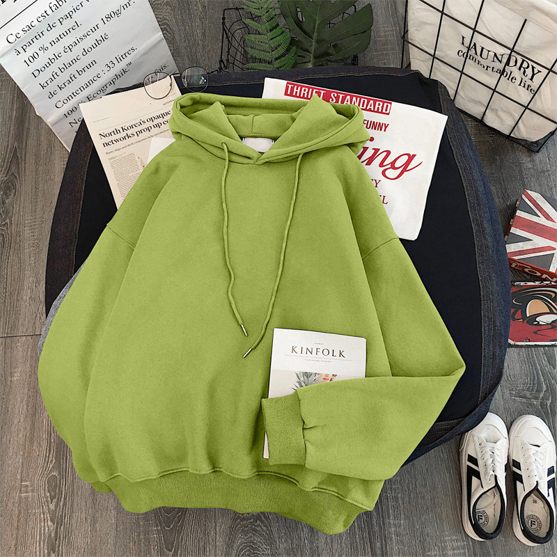 Entrega de una pieza Otoño e Invierno Comercio exterior ropa de mujer forrada con capucha engrosada suéter de color sólido jersey de manga larga abrigo amarillo al por mayor