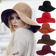 Fashion Vintage Women Ladies Floppy Wide Brim Wool Felt hat