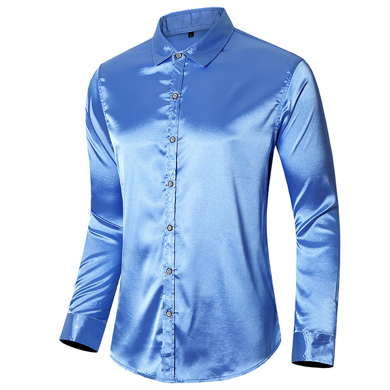 Cross-Border Men's Long-Sleeved Shirts, Solid Color Performance Cardigan Shirts, Summer Large Size Loose Men's Shirts, Multi-Color, Non-Iron