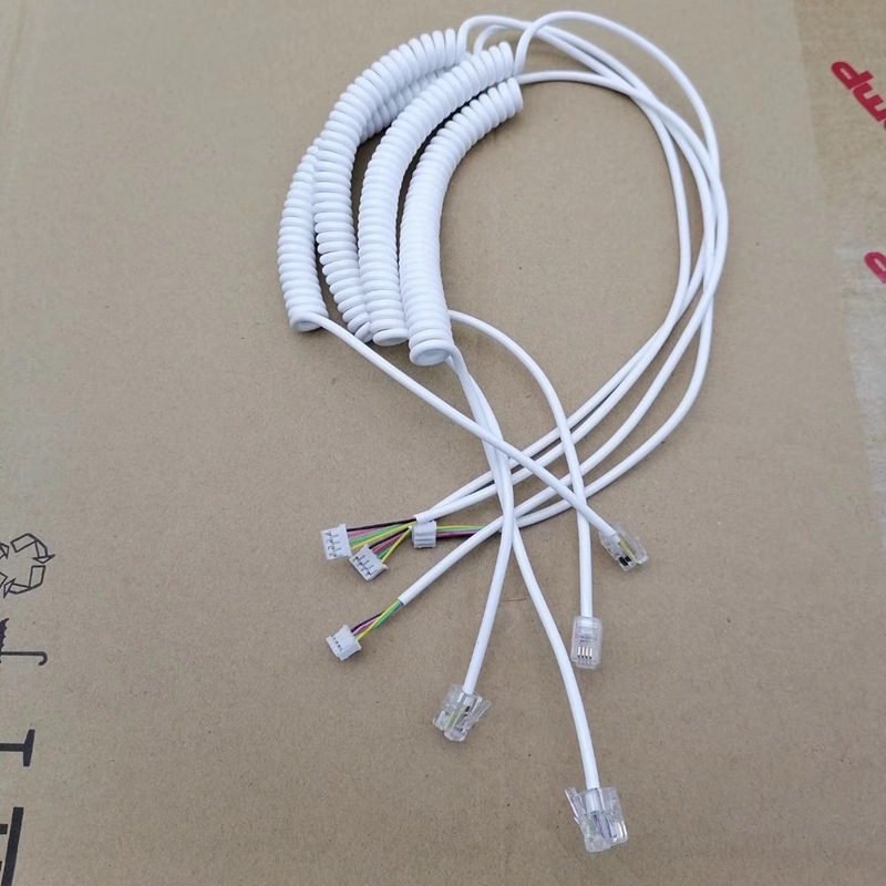 Manufacturer Produces Custom-Made Indoor Landline Handle Connection Spring Telephone Line 5-Core Stretch Extension Spiral Telephone Line Manufacturer Produces Custom-Made Indoor Landline Handle Connection Spring Telephone Line 5-Core Stretch Extension Spiral Telephone Line