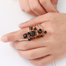 水晶寶石戒指 歐美誇張大彈簧戒子指環外貿原單飾品一件代發
