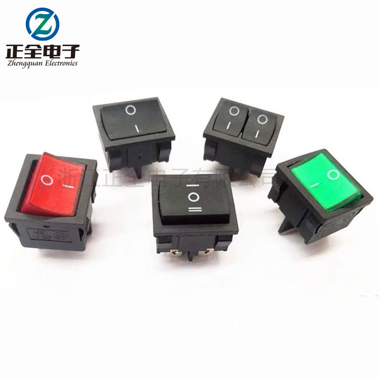 黑色四脚船型开关翘板开关 20*22弯曲面KCD5小型开关船型开关