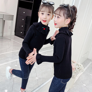 儿童毛衣女童洋气秋冬打底衫2020新款韩版中大童时髦半高领针织衫