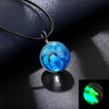 Starry sky, necklace, glossy pendant, with gem, European style