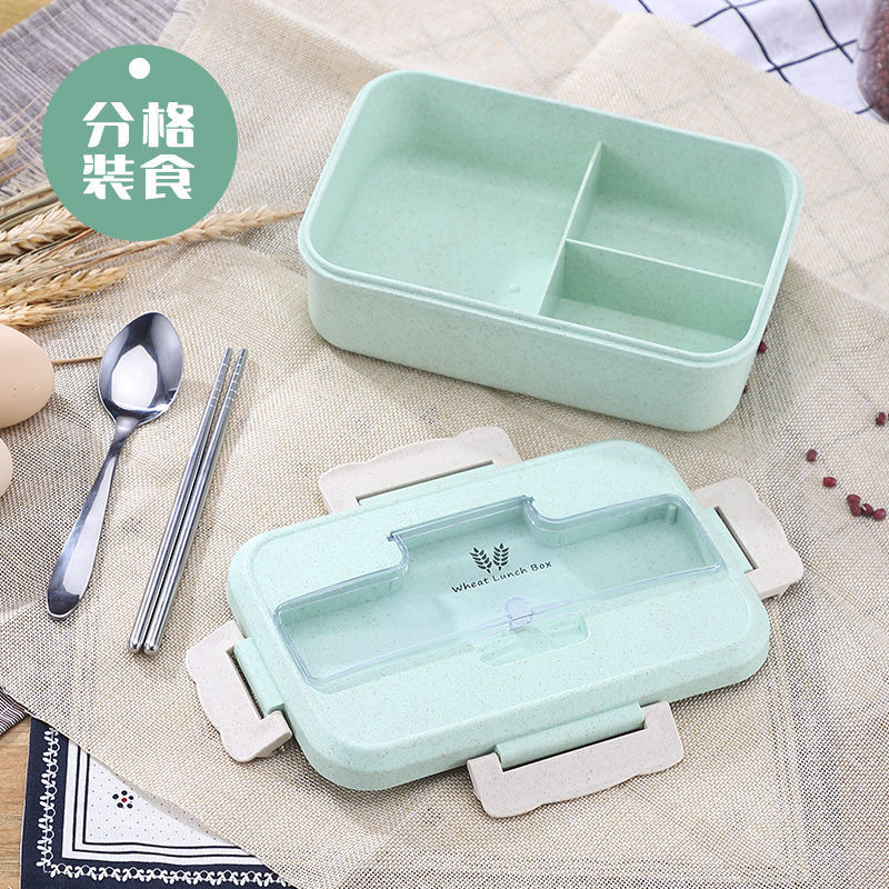 wheat stalk Lunch box student Bento Box Three lattice Fast food box Microwave Oven Lunch box Japanese Lunch box tableware