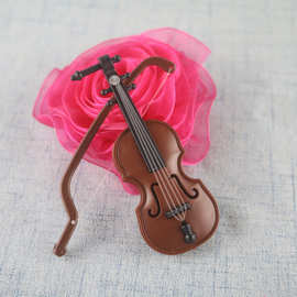 圣诞节配件小挂件 木纹小提琴 小工艺品 DIY装饰品 3.2*8.5CM