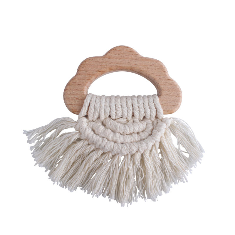 Bricolaje bebé creativo haya nube mordedor pulsera tejida a mano de algodón cuerda de juguete bebé dientes de molienda palo