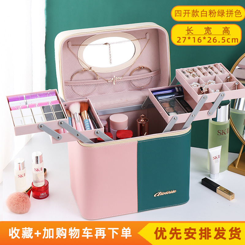 2023 nuevo color a juego bolsa de cosméticos portátil de gran capacidad para mujeres a prueba de polvo multi-funcional caja de almacenamiento de uñas profesional al por mayor