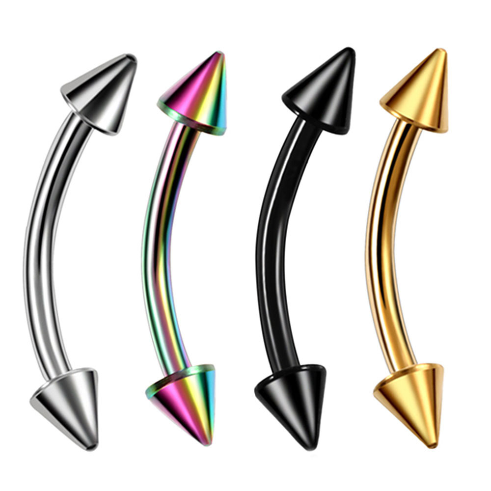 4 Pieces Fashion Geometric Stainless Steel Plating Eyebrow Nails Tongue Nail Nose Ring display picture 11