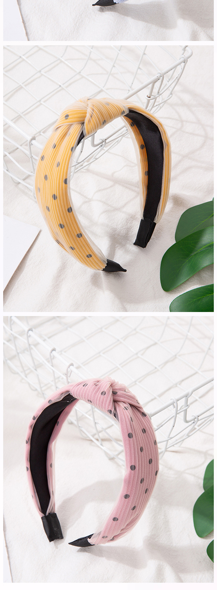 Neues Temperament Stirnband Koreanische Version Von Netz Garn Tupfen Geknotete Stirnband All-match-out-druck Haarschmuck Grenz Überschreiten Der Großhandel Frauen display picture 3