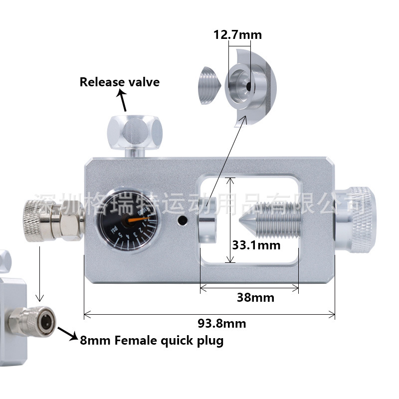 银色方块带8mm母头快插充气潜水水肺氧气新款scuba diving四方