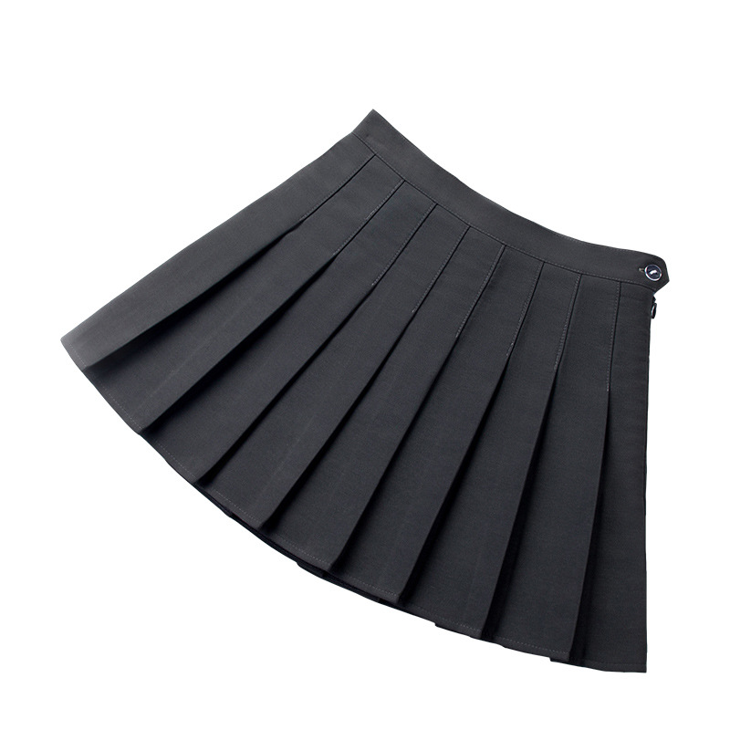 Damesrok met hoge taille en plooien, paars effen, A-lijn, korte rok, wijnrood, zomer, eendelig, halflang model_voghion.com