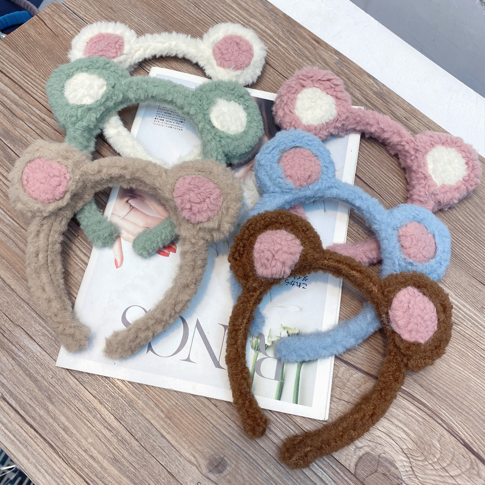 Lamb Hair Cute Bear Ears Plush Headband display picture 23