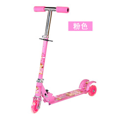 Children's three-wheeled skateboard with shock absorption, braking, flashing wheels, foldable and adjustable pedals, cross-border manufacturer