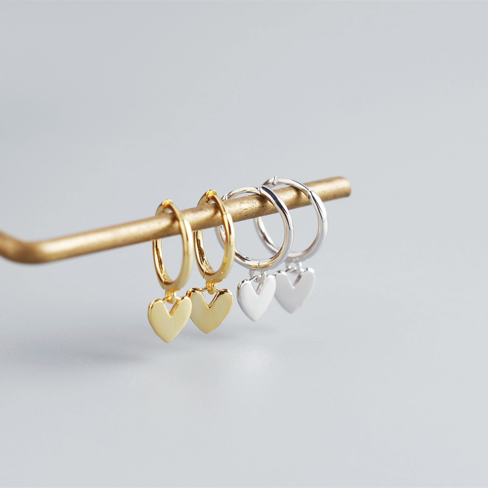 Stone-Free Inlay Material Drop Earrings Classification Fashion Heart Shape Silver Drop Earrings 1 Pair