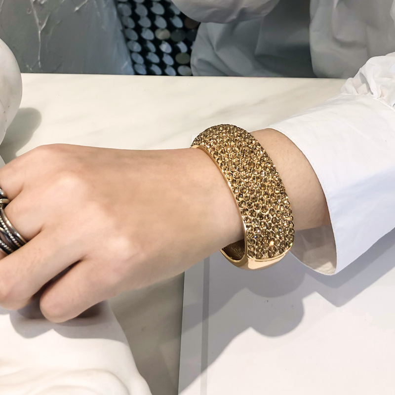 alloy wide-sided zircon bracelet