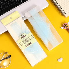 15cm Multi-functional Student Drawing Ruler Set with Plastic Straight Edge, Transparent Triangle Ruler, Simple Design, Four-Piece Set