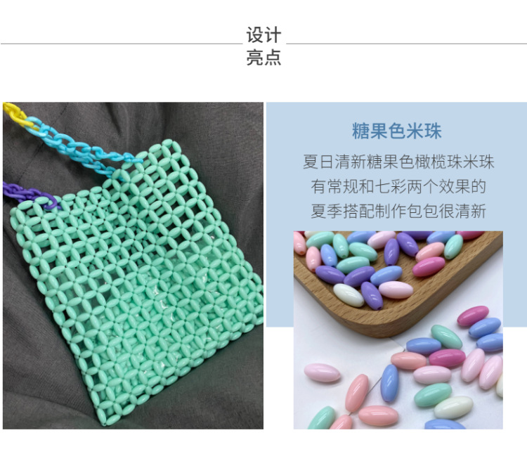 diy亚克力清新头饰米珠搭配制作包包 厂家直销亚克力幻彩通孔珠详情图3